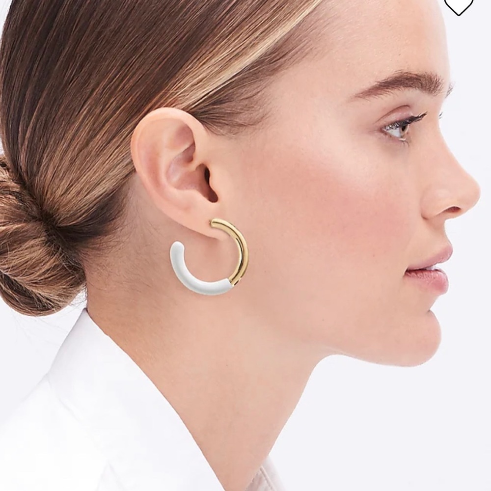 J Crew -NWT white enamel hoops earrings
